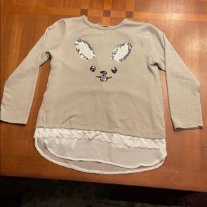 EUC Girls’ XL Sequin Bunny Face Layered Look Top